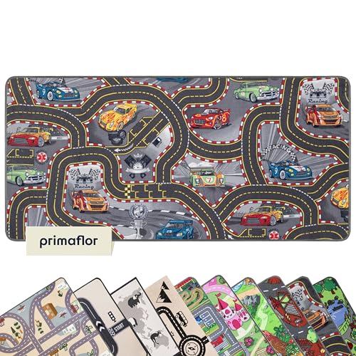 Primaflor Interaktiver Spielteppich - Cars, 95 x 133 cm, Made in Europe Kinderteppich mit Straßenmotiv, Hochwertiger Straßen-Teppich für Kinder- & Spielzimmer, Spielmatte für Jungen & Mädchen von Primaflor - Ideen in Textil