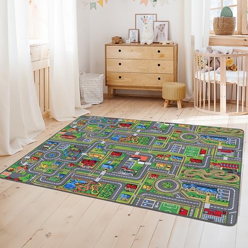 Primaflor Spielteppich mit Straßen & Kreisverkehr – Spielteppich für Kinder 200x300 cm – pflegeleichter Kinderteppich mit Straßen Primaflor Spielteppich mit Straßen & Kreisverkehr – Spielteppich für Kinder 200x300 cm – pflegeleichter Kinderteppich mit Straßen von Primaflor - Ideen in Textil