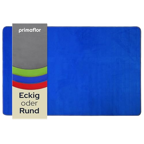 Primaflor Kinderteppich Einfarbig - SITZKREIS - Blau - 100x150 cm - Velour-Kurzflor-Teppich für Kinderzimmer, Kindergärten und Schulen - Hochwertiger Spielteppich von Primaflor - Ideen in Textil