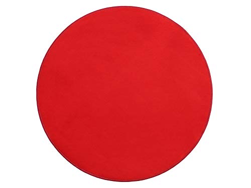 Primaflor Kinderteppich Einfarbig - SITZKREIS - Rot - Rund 133 cm - Velour-Kurzflor-Teppich für Kinderzimmer, Kindergärten und Schulen - Hochwertiger Spielteppich von Primaflor - Ideen in Textil