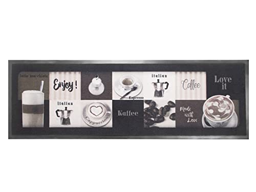 Primaflor Küchenteppich - Hochwertiger Küchenläufer - Robuster Flurteppich - Rutschfester Teppichläufer - 50 x 150 cm - Enjoy Coffee von Primaflor - Ideen in Textil