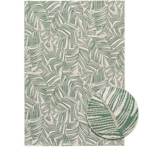 Primaflor Outdoorteppich Paradise Leaves, 120x170cm, Grün, Wasserfester, Farbechter, Flachgewebter Teppich für Innen und Außen, Teppich für Balkon und Terrasse mit Palmenblätter, Öko-Tex Zertifiziert von Primaflor - Ideen in Textil