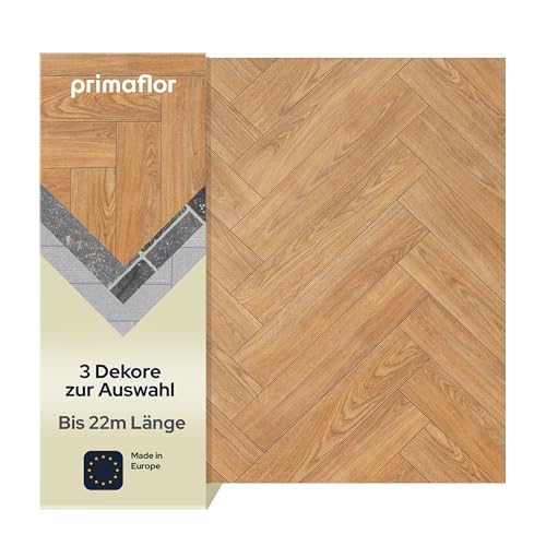 Primaflor PVC Bodenbelag Meterware - AKUSTIK-TEX, Fischgräte Eiche natur 669M, 2,00m x 4,00m, Vinyl-Boden in Holzoptik für Küche, Wohn- & Badezimmer, Hochwertige Auslegware, Anti-Rutsch Oberfläche von Primaflor - Ideen in Textil