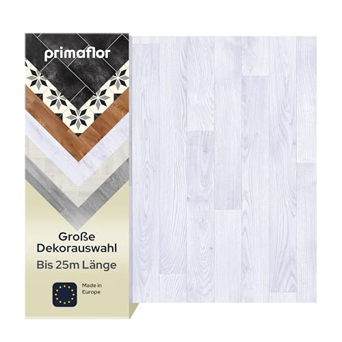 Primaflor PVC Bodenbelag Meterware - TURIN, Eiche Weiß 090S, 2,00m x 0,50m, Vinyl-Boden in Fliesenoptik für Küche, Wohn- und Badezimmer, Hochwertige Auslegware, Anti-Rutsch Oberfläche von Primaflor - Ideen in Textil