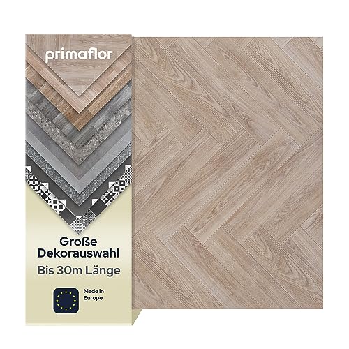 Primaflor PVC Bodenbelag Meterware TURVO - Eiche hell Fischgrätdekor, 2,00m x 1,50m, Vinyl-Boden in Holzoptik für Küche, Wohn- und Badezimmer, Hochwertige Auslegware, Anti-Rutsch Oberfläche von Primaflor - Ideen in Textil