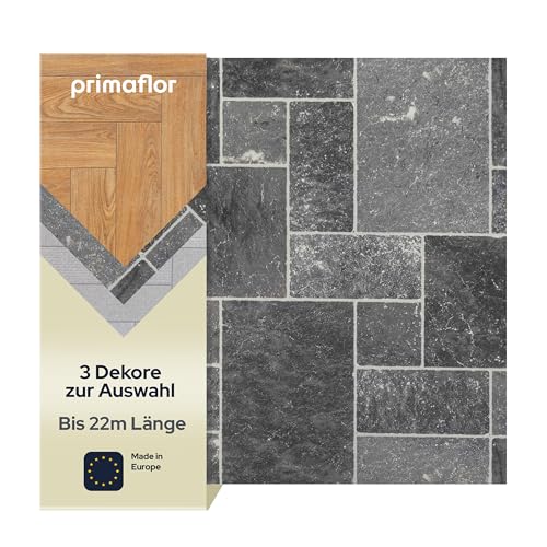 Primaflor PVC Bodenbelag Meterware - AKUSTIK-TEX, Fliese Römischer Verband 979D, 2,00m x 4,00m, Vinyl-Boden in Holzoptik für Küche, Wohn- & Badezimmer, Hochwertige Auslegware, Anti-Rutsch Oberfläche von Primaflor - Ideen in Textil