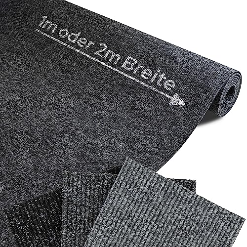 Primaflor Rips-Nadelfilz als Meterware - GLADIATOR, Anthrazit, 2,00m x 6,00m, Schwer Entflammbarer, Gerippter Bodenbelag. Robuster Teppich-Boden von Primaflor - Ideen in Textil