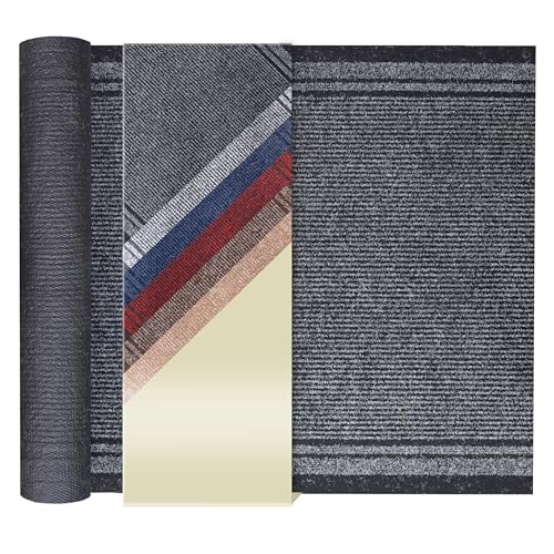 Primaflor Sauberlauf - Malaga, Anthrazit, 0,66m x 8,50m, Rutschfester Schmutzfangläufer Meterware, Schmaler Küchen-Läufer nach Maß, Zuschneidbarer Teppichläufer, Eingangsmatte für Flur und Windfang von Primaflor - Ideen in Textil