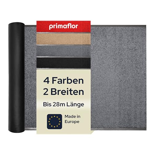 Primaflor Sauberlauf nach Maß - CLEAN, Grau-Anthrazit, 0,90m x 8,00m, Rutschfester Schmutzfangläufer Meterware, Küchenläufer, Zuschneidbarer Teppichläufer, Eingangsmatte für Flur und Windfang von Primaflor - Ideen in Textil