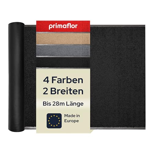 Primaflor Sauberlauf nach Maß - CLEAN, Schwarz, 1,20m x 4,50m, Rutschfester Schmutzfangläufer Meterware, Robuster Küchenläufer, Zuschneidbarer Teppichläufer, Eingangsmatte für Flur und Windfang von Primaflor - Ideen in Textil