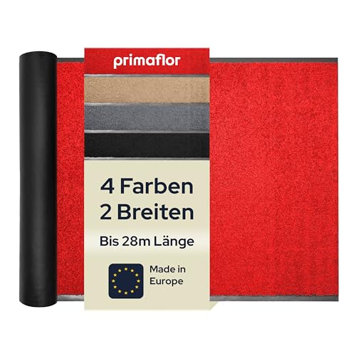 Primaflor Sauberlauf nach Maß - CLEAN, Rot, 0,90m x 3,50m, Rutschfester Schmutzfangläufer Meterware, Robuster Küchenläufer, Zuschneidbarer Teppichläufer, Eingangsmatte für Flur und Windfang von Primaflor - Ideen in Textil