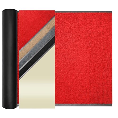 Primaflor Sauberlauf nach Maß - CLEAN, Rot, 90 x 100 cm, Rutschfester Schmutzfangläufer Meterware, Robuster Küchenläufer, Zuschneidbarer Teppichläufer, Eingangsmatte für Flur und Windfang von Primaflor - Ideen in Textil