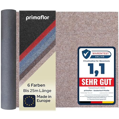 Primaflor Sauberlauf nach Maß - PICOLLO, Beige, 1,00m x 3,50m, Rutschfester Schmutzfangläufer Meterware, Robuster Küchenläufer, Zuschneidbarer Teppichläufer, Eingangsmatte für Flur und Windfang von Primaflor - Ideen in Textil