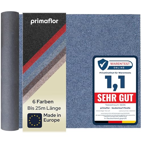 Primaflor Sauberlauf - PICOLLO, Blau, 2,00m x 1,50m, Rutschfester Schmutzfangläufer Meterware, Robuster Küchenläufer nach Maß, Zuschneidbarer Teppichläufer, Eingangsmatte für Flur und Windfang von Primaflor - Ideen in Textil