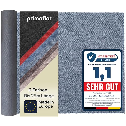 Primaflor Sauberlauf - PICOLLO, Grau-Blau, 2,00m x 1,50m, Rutschfester Schmutzfangläufer Meterware, Robuster Küchenläufer nach Maß, Zuschneidbarer Teppichläufer, Eingangsmatte für Flur und Windfang von Primaflor - Ideen in Textil