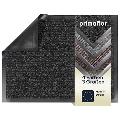 Primaflor Schmutzfangmatte Oslo - Anthrazit | 40x60 cm | Fußmatte für Innen | Rutschhemmender Türvorleger mit Bürsteneffekt | Robuster Fußabtreter mit 3 cm Gummirand | Türmatte von Primaflor - Ideen in Textil