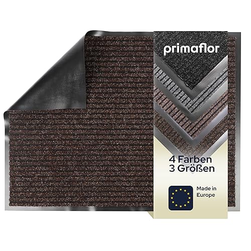 Primaflor Schmutzfangmatte Oslo - Braun | 80x120 cm | Fußmatte für Innen | Rutschhemmender Türvorleger mit Bürsteneffekt | Robuster Fußabtreter mit 3 cm Gummirand | Türmatte von Primaflor - Ideen in Textil