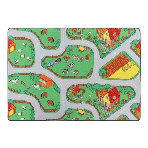 Primaflor Spielteppich Bauernhof - 140x200 cm | Straßenteppich mit Tieren | Made in EU | Kinderteppich mit Straßen für Jungen & Mädchen | für Fußbodenheizung | Kurzflor Teppich für Kinderzimmer Primaflor Spielteppich Bauernhof - 140x200 cm | Straßenteppich mit Tieren | Made in EU | Kinderteppich mit Straßen für Jungen & Mädchen | für Fußbodenheizung | Kurzflor Teppich für Kinderzimmer von Primaflor - Ideen in Textil