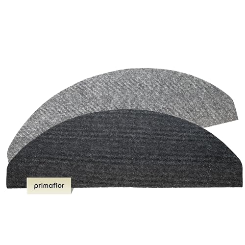 Primaflor Stufenmatte Basic - Grau, 15er Set, Selbstklebende Teppenmatte Halbrund, Rutschhemmender Treppenschutz, optimal für Renovierung und Umzug von Primaflor - Ideen in Textil