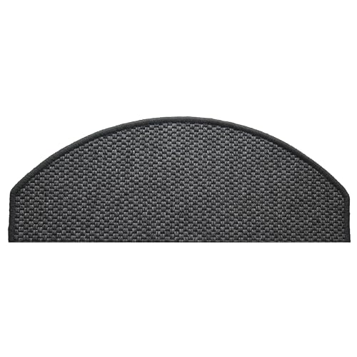 Primaflor Stufenmatte Natura - Anthrazit, 15er Set, Selbstklebende Teppenmatte Halbrund, Rutschhemmender Treppenschutz für Innen in Sisal-Optik von Primaflor - Ideen in Textil