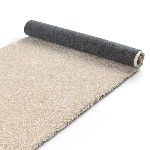Primaflor Teppichboden Fame Creme 400 x 950 cm – Weicher Velours-Teppich, trittschalldämmend, zuschneidbar, schwer entflammbar & fußbodenheizung geeignet von Primaflor - Ideen in Textil