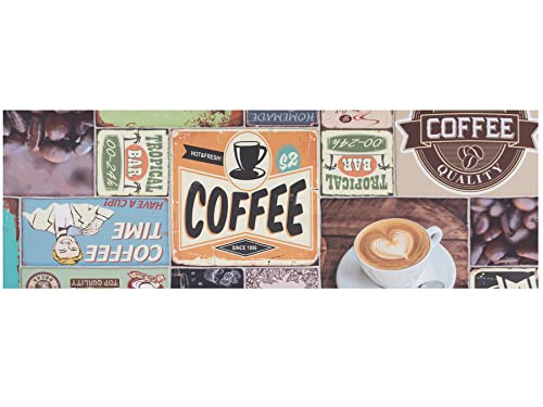 Primaflor Vinyl Küchenläufer Meterware - Coffee TIME, 0,80m x 2,00m, Pflegeleichter Küchenvorleger aus Hochwertigem PVC, Robuster Läufer für Badezimmer und Waschküche von Primaflor - Ideen in Textil