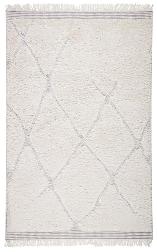 Primaflor Wohnzimmer-Teppich ARVANA 120 x 170 cm Creme-Weiß | Hochflor Boho Look mit Fransen in | Rechteckig | pflegeleicht & Oeko-Tex Zertifiziert | fußbodenheizung geeignet von Primaflor - Ideen in Textil