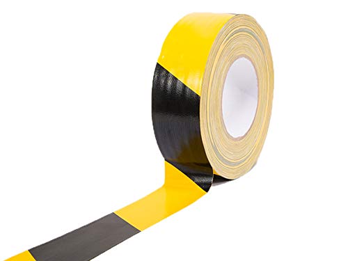 Primaflor - Ideen in Textil Profi Klebeband für Bühnenbau Tape Gewebeband Gewebeklebeband Verlegerklebeband - Schwarz-Gelb, 5cm x 50m, Matt, Wasserfest, Beschriftbar, Rückstandsfrei Abziehbar von Primaflor - Ideen in Textil