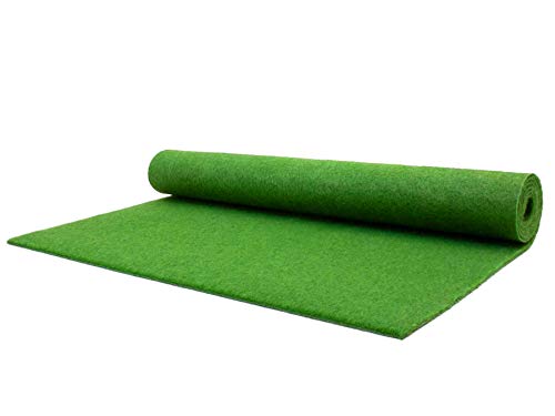 Rasenteppich ohne Noppen Meterware GARDEN B1 - Hell-Grün, 2,00m x 5,00m, Schwer Entflammbarer Indoor Kunstrasen, Teppichboden für Innenbereiche von Primaflor - Ideen in Textil