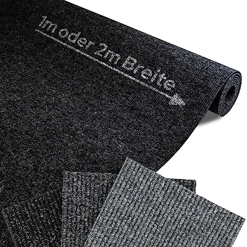 Primaflor Rips-Nadelfilz als Meterware - GLADIATOR, Schwarz, MUSTER, Schwer Entflammbarer, Gerippter Bodenbelag. Robuster Teppich-Boden von Primaflor - Ideen in Textil