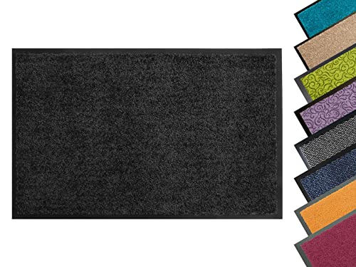 Schmutzfangmatte, Fußmatte in vielen Größen und Farben, Waschbare, Pflegeleichte, rutschfeste Eingangsmatte, Blau-Schwarz 60x80 cm von Primaflor - Ideen in Textil