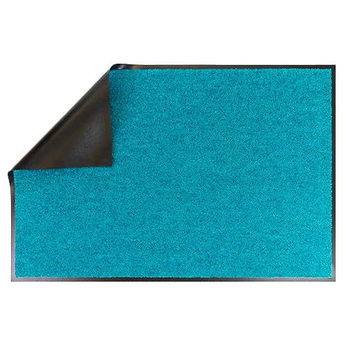 Primaflor - Ideen in Textil Schmutzfangmatte Conti – Türkis 90cm x 120cm, Waschbare, rutschfeste, Pflegeleichte Fußmatte, Eingangsmatte, Küchenläufer Matte, Türvorleger für Innen & Außen von Primaflor - Ideen in Textil