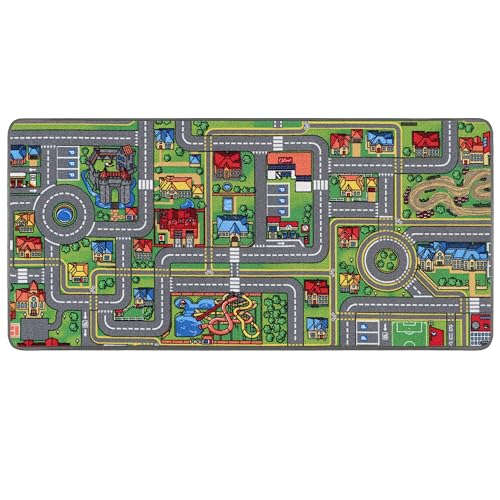 Primaflor Interaktiver Spielteppich STREETS - 95x133 cm, Made in Europe Kinderteppich mit Straßenmotiv, Hochwertiger Straßen-Teppich für Kinder- und Spielzimmer, Spielmatte für Jungen und Mädchen von Primaflor - Ideen in Textil