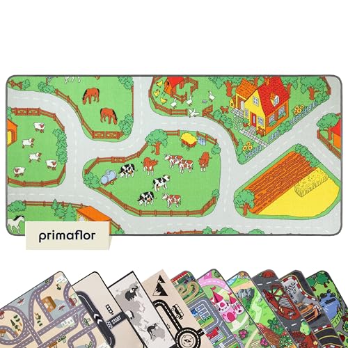 Primaflor Interaktiver Spielteppich - 140 x 200 cm, Bauernhof, Made in Europe Kinderteppich mit Straßenmotiv, Hochwertiger Straßen-Teppich für Kinder- & Spielzimmer, Spielmatte für Jungen & Mädchen von Primaflor - Ideen in Textil