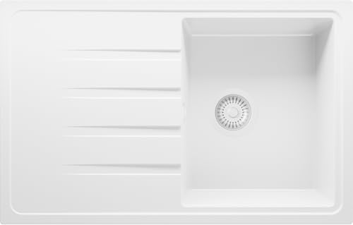 PRIMAGRAN Spülbecken Alles Weiß 78x50cm, Granitspüle 1 Becken + Ablauf-Set, Küchenspüle ab 45er Unterschrank - Mailand PRIMAGRAN Spülbecken Alles Weiß 78x50cm, Granitspüle 1 Becken + Ablauf-Set, Küchenspüle ab 45er Unterschrank - Mailand von Primagran