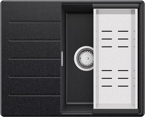 PRIMAGRAN Spülbecken Anthrazit 62x50cm, Granitspüle 1 Becken + Ablauf-Set, Küchenspüle ab 45er Unterschrank - Kopenhagen PRIMAGRAN Spülbecken Anthrazit 62x50cm, Granitspüle 1 Becken + Ablauf-Set, Küchenspüle ab 45er Unterschrank - Kopenhagen von Primagran