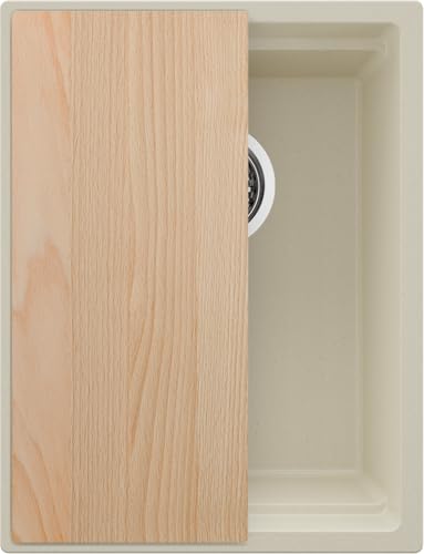 PRIMAGRAN Spülbecken Beige 36x47cm, Granitspüle 1 Becken + Ablauf-Set + Schneidebrett, Küchenspüle ab 40er Unterschrank - Praga Slim PRIMAGRAN Spülbecken Beige 36x47cm, Granitspüle 1 Becken + Ablauf-Set + Schneidebrett, Küchenspüle ab 40er Unterschrank - Praga Slim von Primagran