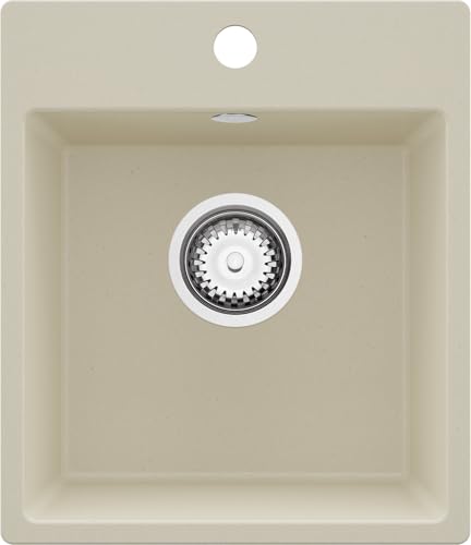 PRIMAGRAN Spülbecken Beige 38x44cm, Granitspüle 1 Becken + Ablauf-Set, Küchenspüle ab 40er Unterschrank - Riga Easy PRIMAGRAN Spülbecken Beige 38x44cm, Granitspüle 1 Becken + Ablauf-Set, Küchenspüle ab 40er Unterschrank - Riga Easy von Primagran