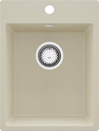 PRIMAGRAN Spülbecken Beige 38x50cm, Granitspüle 1 Becken + Ablauf-Set, Küchenspüle ab 40er Unterschrank - Riga PRIMAGRAN Spülbecken Beige 38x50cm, Granitspüle 1 Becken + Ablauf-Set, Küchenspüle ab 40er Unterschrank - Riga von Primagran