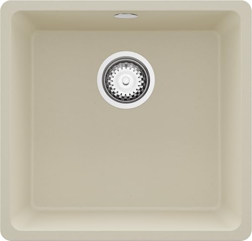 PRIMAGRAN Spülbecken Beige 46x44cm, Granitspüle 1 Becken + Ablauf-Set, Küchenspüle ab 50er Unterschrank - Venedig Slim Easy PRIMAGRAN Spülbecken Beige 46x44cm, Granitspüle 1 Becken + Ablauf-Set, Küchenspüle ab 50er Unterschrank - Venedig Slim Easy von Primagran