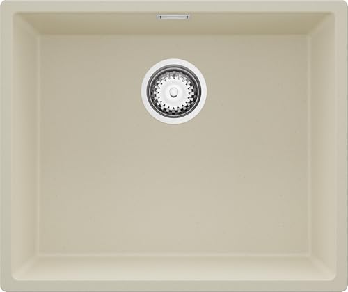 PRIMAGRAN Spülbecken Beige 56x47cm, Granitspüle 1 Becken + Ablauf-Set, Küchenspüle ab 60er Unterschrank - London Slim PRIMAGRAN Spülbecken Beige 56x47cm, Granitspüle 1 Becken + Ablauf-Set, Küchenspüle ab 60er Unterschrank - London Slim von Primagran