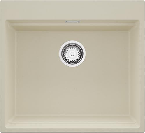 PRIMAGRAN Spülbecken Beige 58x53cm, Granitspüle 1 Becken + Ablauf-Set, Küchenspüle ab 60er Unterschrank - Oslo Max PRIMAGRAN Spülbecken Beige 58x53cm, Granitspüle 1 Becken + Ablauf-Set, Küchenspüle ab 60er Unterschrank - Oslo Max von Primagran