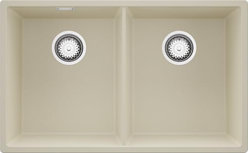 PRIMAGRAN Spülbecken Beige 76x47cm, Granitspüle 2 Becken + Ablauf-Set, Küchenspüle ab 80er Unterschrank - London Slim Twin PRIMAGRAN Spülbecken Beige 76x47cm, Granitspüle 2 Becken + Ablauf-Set, Küchenspüle ab 80er Unterschrank - London Slim Twin von Primagran