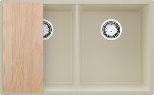 PRIMAGRAN Spülbecken Beige 76x47cm, Granitspüle 2 Becken + Ablauf-Set + Schneidebrett, Küchenspüle ab 80er Unterschrank - London Slim Twin PRIMAGRAN Spülbecken Beige 76x47cm, Granitspüle 2 Becken + Ablauf-Set + Schneidebrett, Küchenspüle ab 80er Unterschrank - London Slim Twin von Primagran
