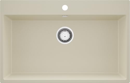 PRIMAGRAN Spülbecken Beige 78x50cm, Granitspüle 1 Becken + Ablauf-Set, Küchenspüle ab 80er Unterschrank - Riga PRIMAGRAN Spülbecken Beige 78x50cm, Granitspüle 1 Becken + Ablauf-Set, Küchenspüle ab 80er Unterschrank - Riga von Primagran