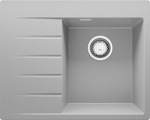 PRIMAGRAN Spülbecken Grau 62x50cm, Granitspüle 1 Becken + Ablauf-Set, Küchenspüle ab 40er Unterschrank - Sydney PRIMAGRAN Spülbecken Grau 62x50cm, Granitspüle 1 Becken + Ablauf-Set, Küchenspüle ab 40er Unterschrank - Sydney von Primagran