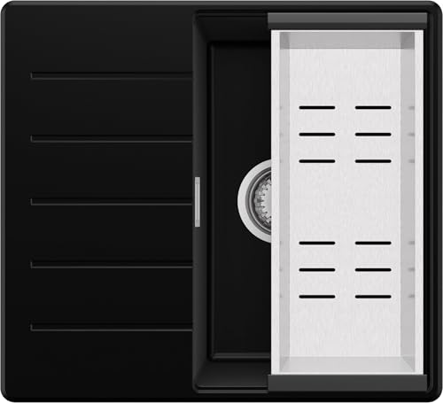 PRIMAGRAN Spülbecken Schwarz 55x50cm, Granitspüle 1 Becken + Ablauf-Set, Küchenspüle ab 40er Unterschrank - Kopenhagen PRIMAGRAN Spülbecken Schwarz 55x50cm, Granitspüle 1 Becken + Ablauf-Set, Küchenspüle ab 40er Unterschrank - Kopenhagen von Primagran