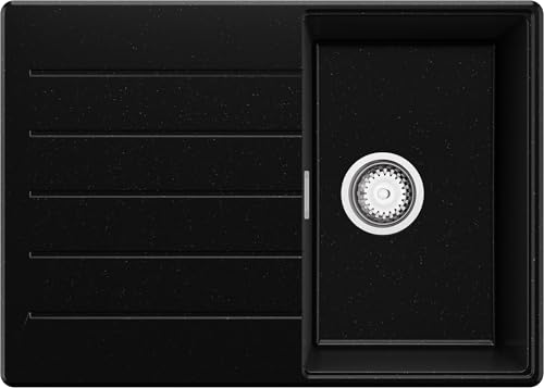 PRIMAGRAN Spülbecken Schwarz Metallic 70x50cm, Granitspüle 1 Becken + Ablauf-Set, Küchenspüle ab 40er Unterschrank - Kopenhagen PRIMAGRAN Spülbecken Schwarz Metallic 70x50cm, Granitspüle 1 Becken + Ablauf-Set, Küchenspüle ab 40er Unterschrank - Kopenhagen von Primagran
