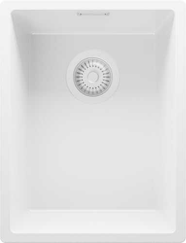 PRIMAGRAN Unterbauspüle Granit Alles Weiß 36x47cm, Spülbecken 1 Becken + Ablauf-Set, Granitspüle ab 40er Unterschrank - London PRIMAGRAN Unterbauspüle Granit Alles Weiß 36x47cm, Spülbecken 1 Becken + Ablauf-Set, Granitspüle ab 40er Unterschrank - London von Primagran