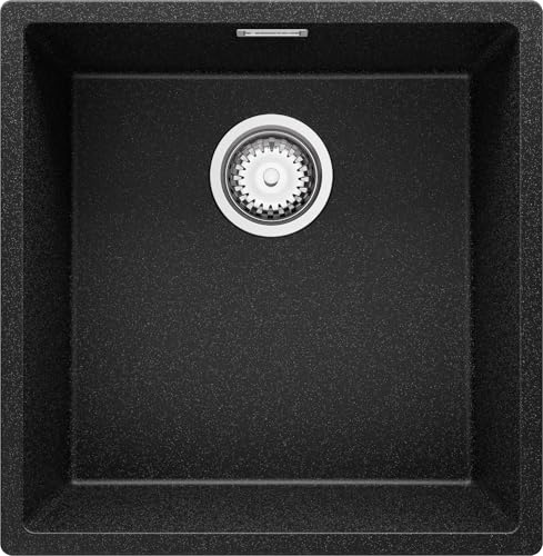 PRIMAGRAN Unterbauspüle Granit Anthrazit 46x47cm, Spülbecken 1 Becken + Ablauf-Set, Granitspüle ab 50er Unterschrank - London PRIMAGRAN Unterbauspüle Granit Anthrazit 46x47cm, Spülbecken 1 Becken + Ablauf-Set, Granitspüle ab 50er Unterschrank - London von Primagran